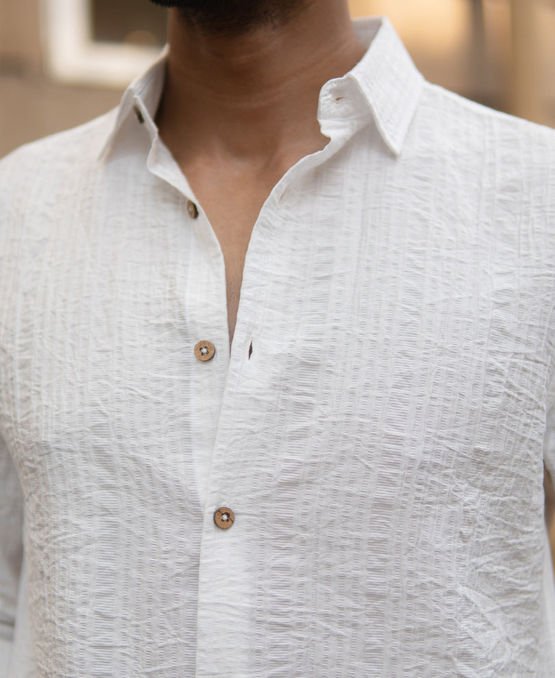 White Structure Stripe Shirt