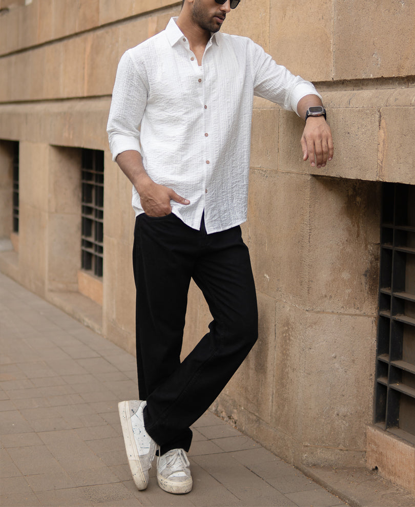 White Structure Stripe Shirt