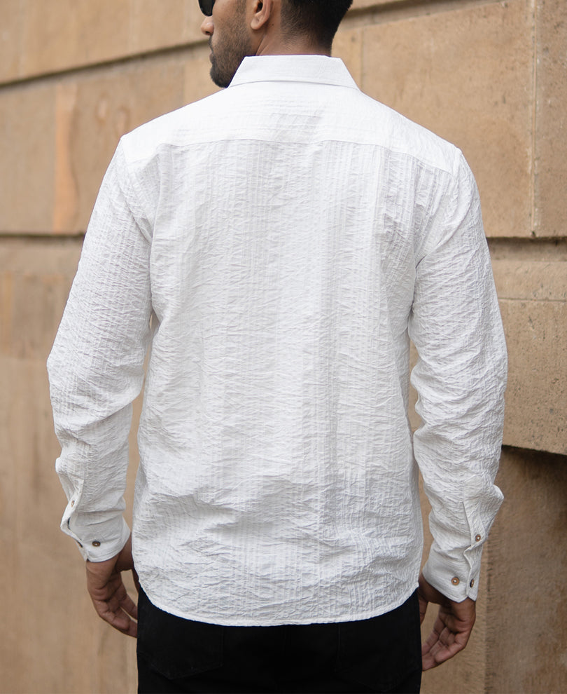 White Structure Stripe Shirt