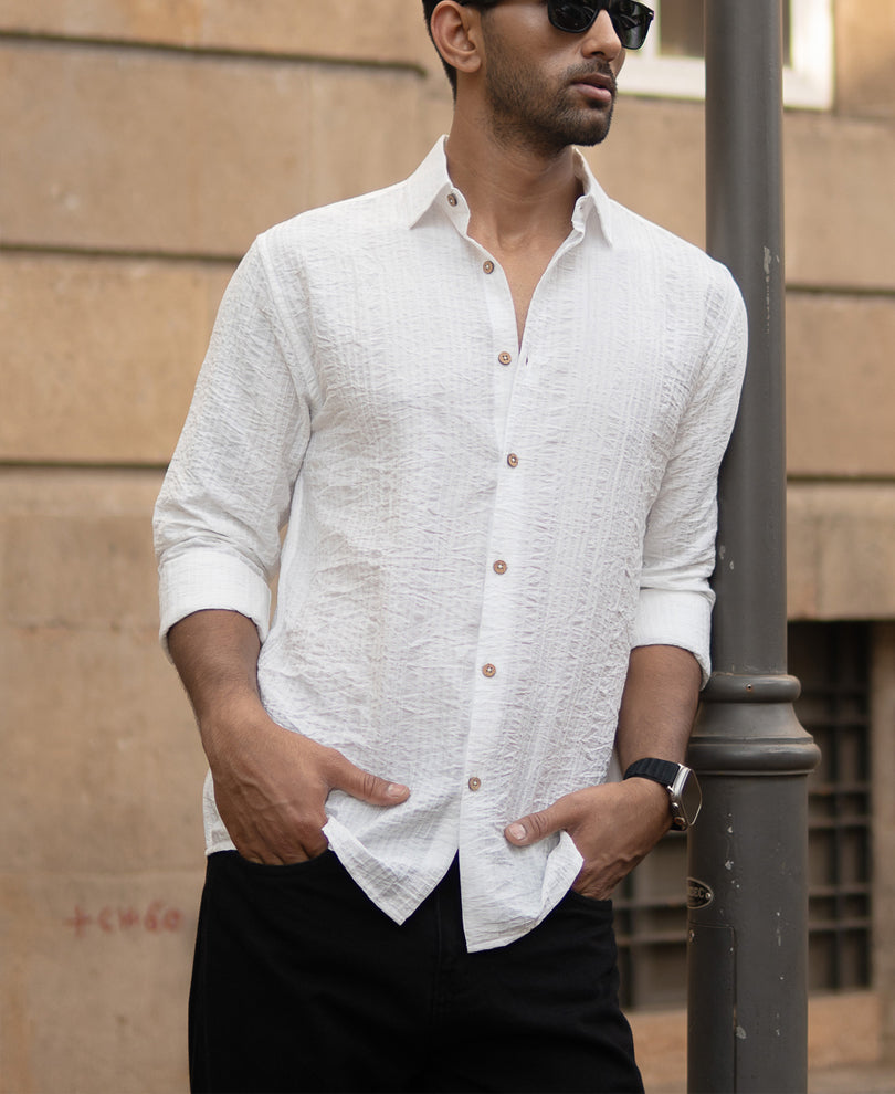 White Structure Stripe Shirt