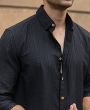 Black Structure Stripe Shirt