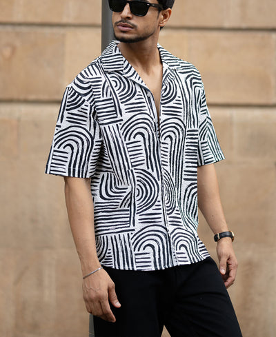 Black Abstract Lines Printed Shirt