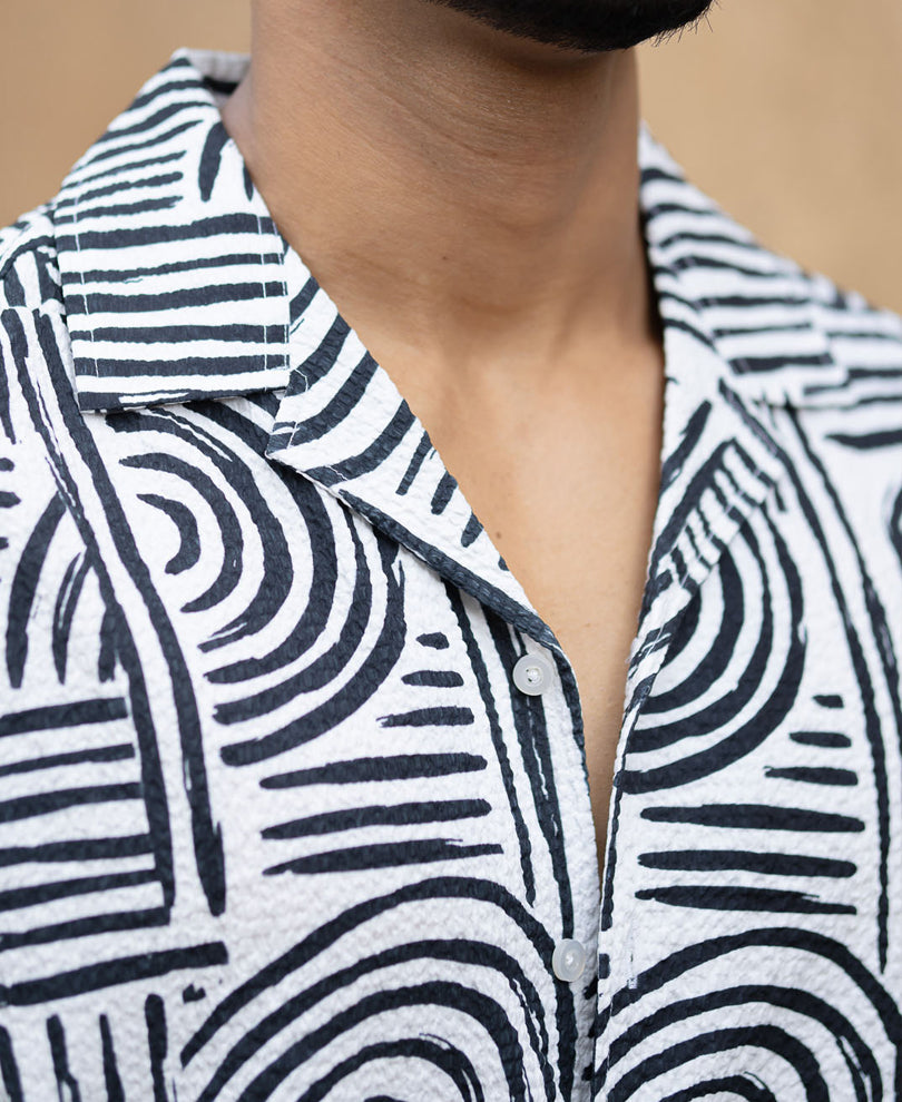 Black Abstract Lines Printed Shirt
