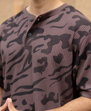 Coffee Brown Printed Henley T-Shirt