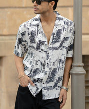 Black Printed Cuban Flowy Shirt.