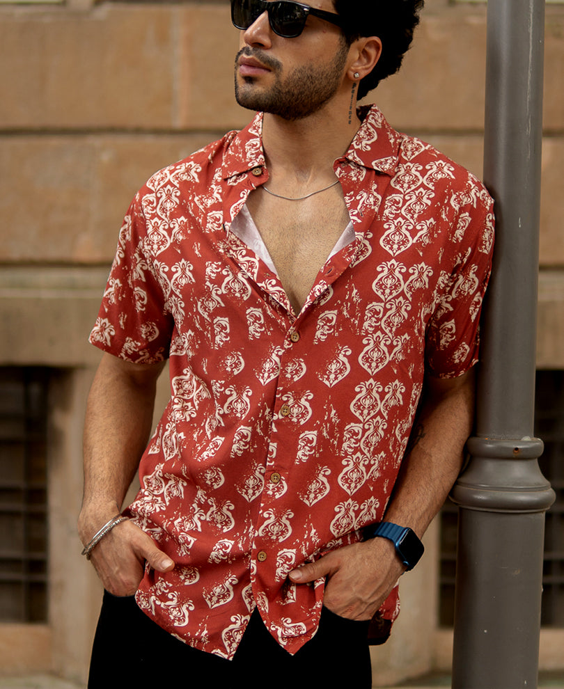 Rust Indie Print Lightweight Shirt
