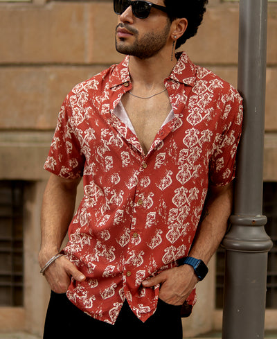 Rust Indie Print Lightweight Shirt