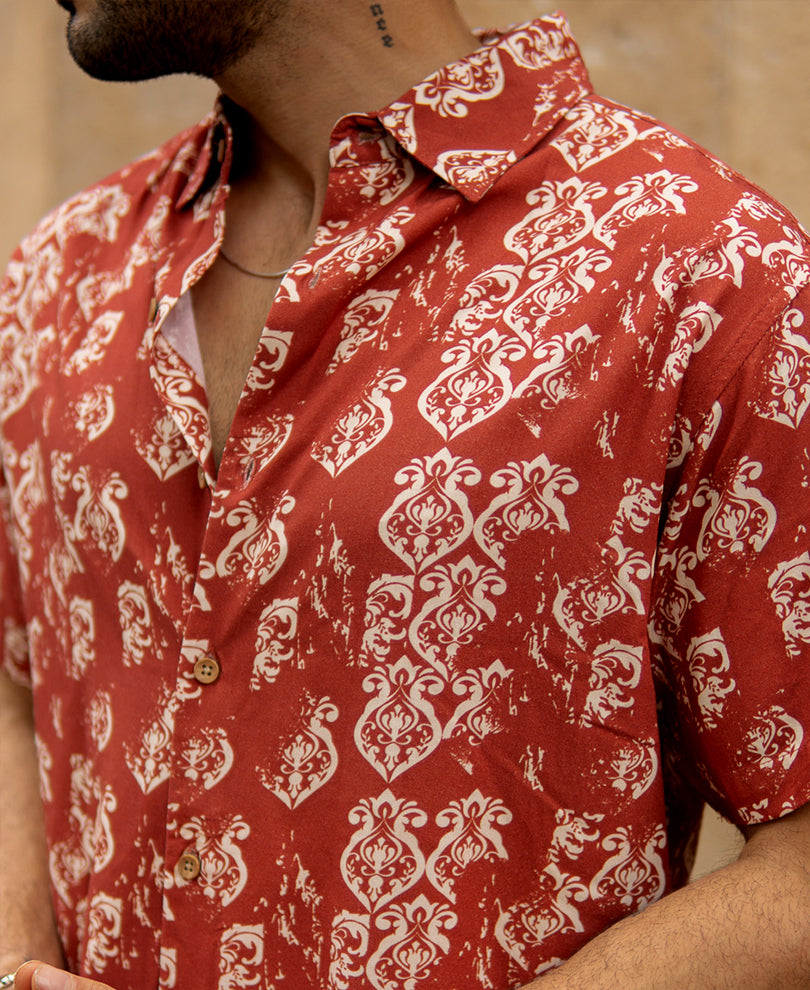 Rust Indie Print Lightweight Shirt
