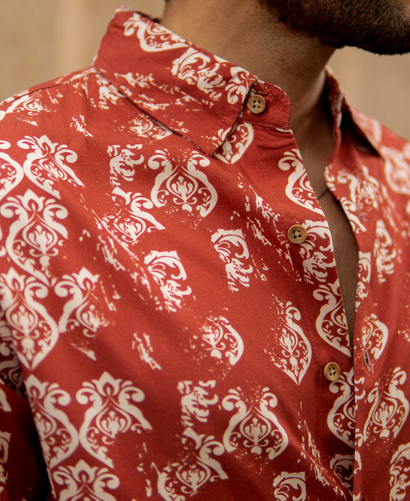 Rust Indie Print Lightweight Shirt