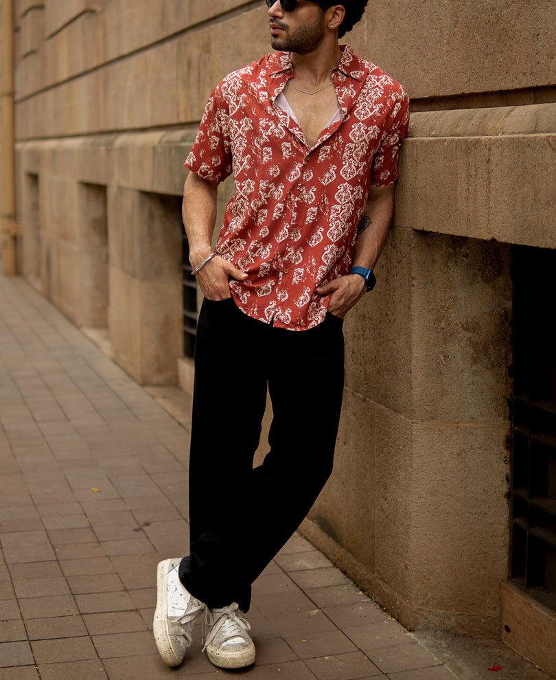 Rust Indie Print Lightweight Shirt