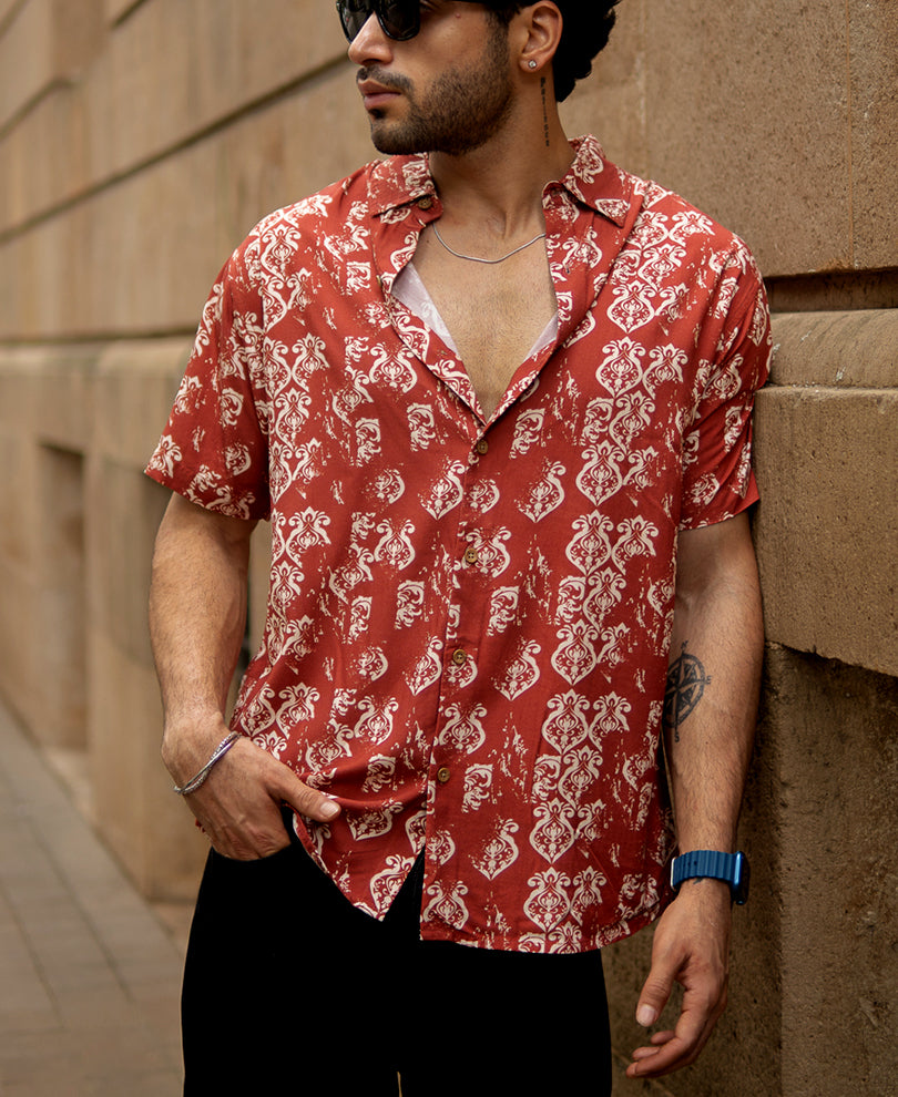 Rust Indie Print Lightweight Shirt