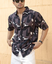 Dark Grey Abstract Structured Shirt