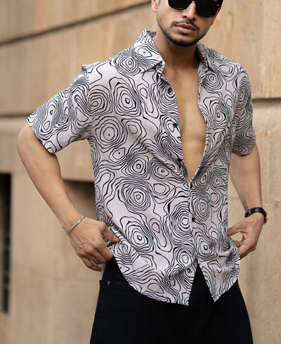 Beige Seismic Printed Shirt