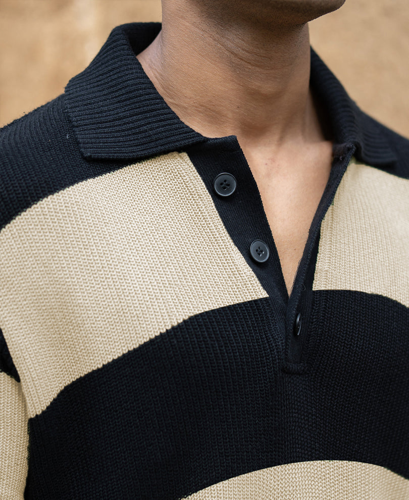 Beige And Black Stripe T-Shirt