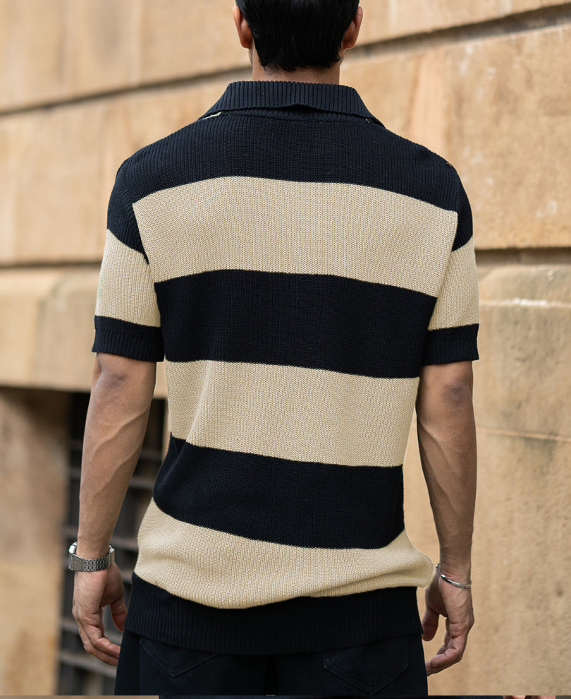 Beige And Black Stripe T-Shirt