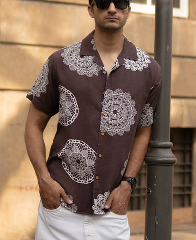Brown Mandala Print Shirt