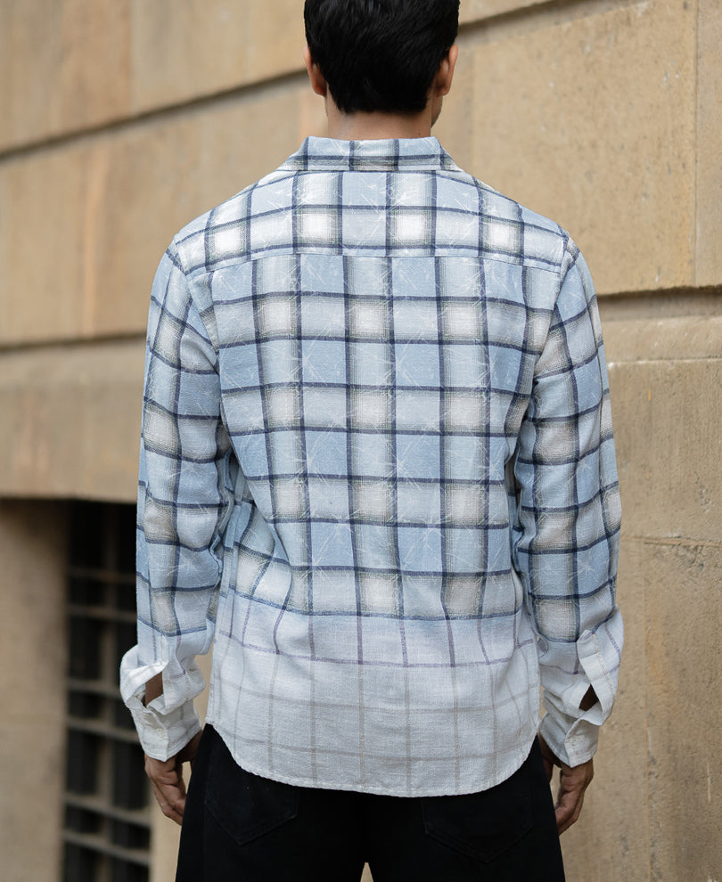 Light Blue Faded Checks Shirt