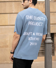 Blue Structure Knit Henley T-Shirt