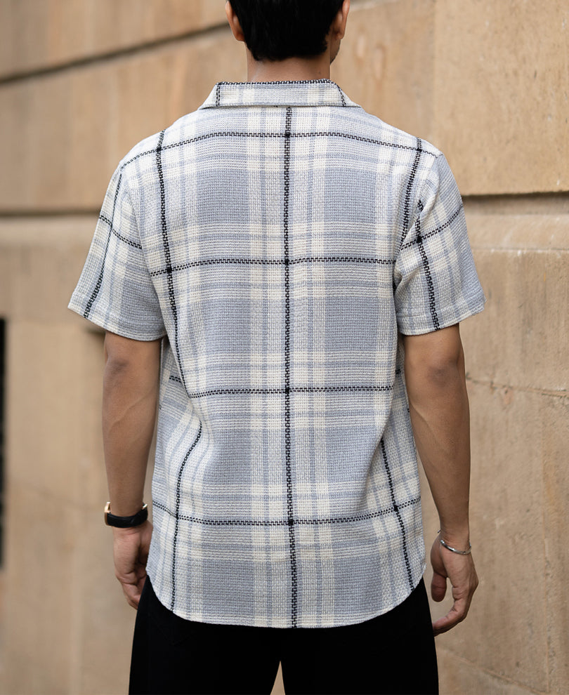 Grey Structured Checks Shirt