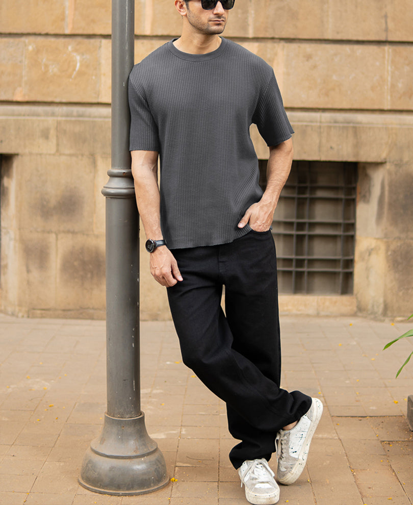 Dark Grey Structured T-Shirt