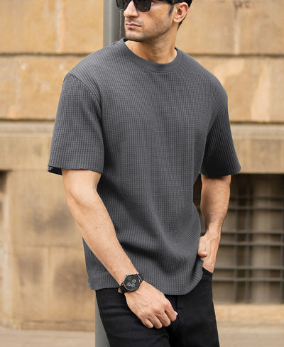 Dark Grey Structured T-Shirt