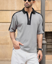 Grey Contrast Panel T-Shirt