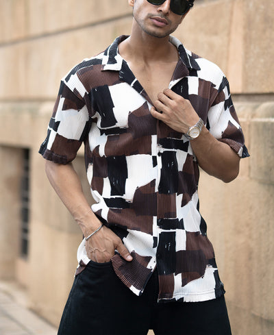 Multicolour Printed Pleat Shirt