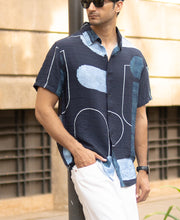 Navy Abstract Structure Print Shirt