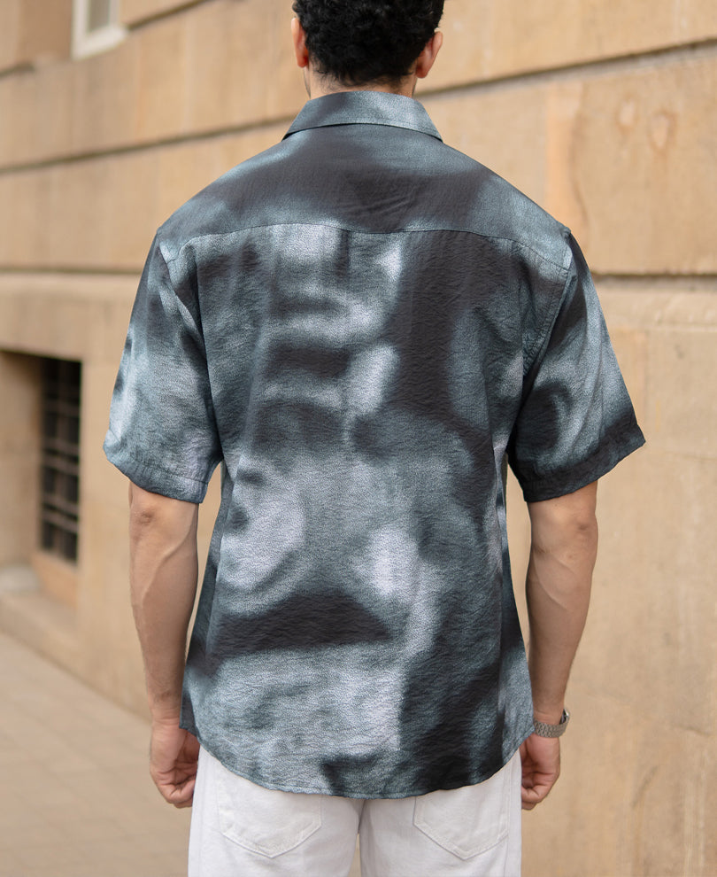 Dark Green Spray Print Shirt