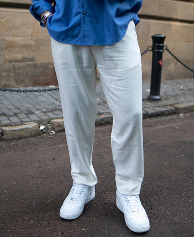 White Flowy Linen Pant