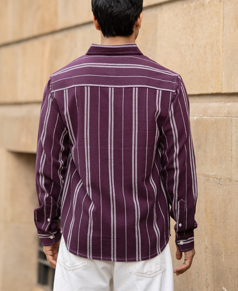 Wine Structured Stripe Shirt