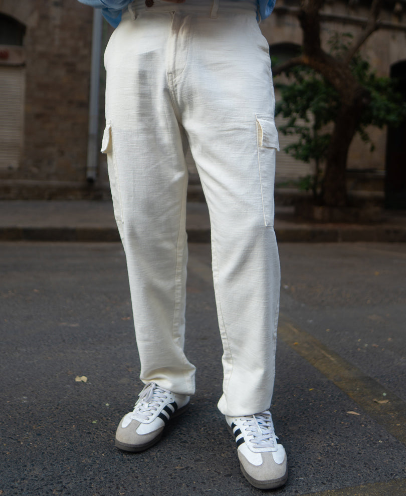 Off-White Structured Cotton Cargo Pant
