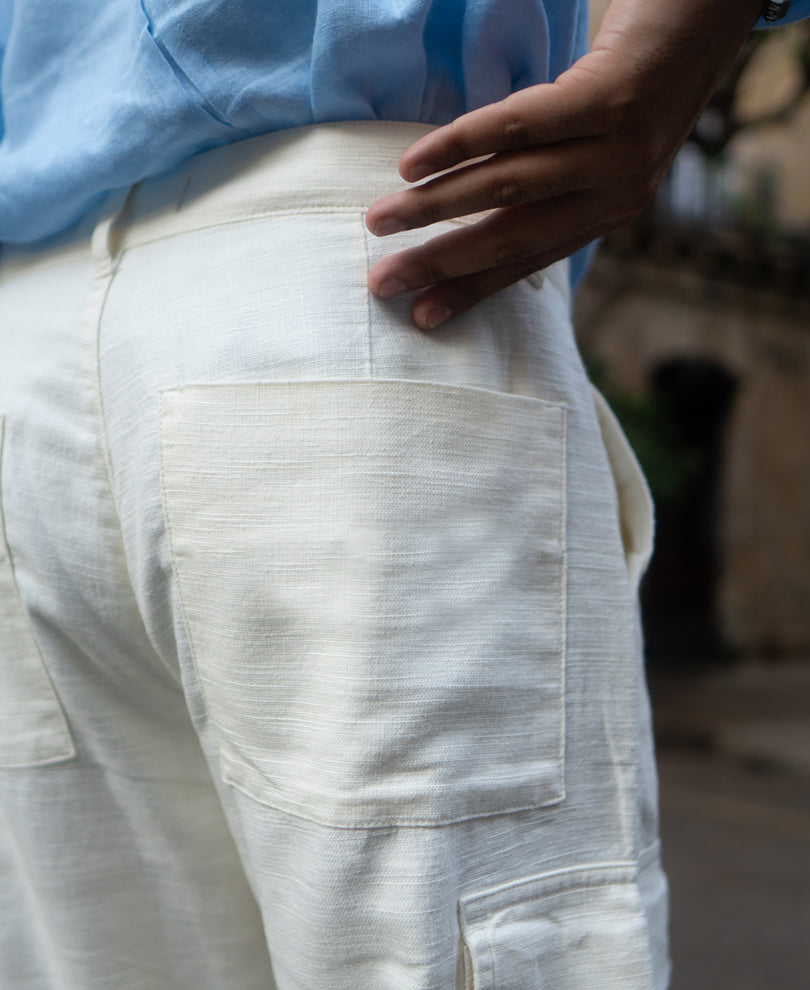 Off-White Structured Cotton Cargo Pant