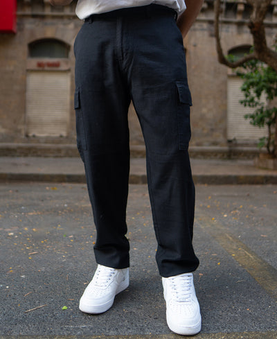 Black Contrast Cargo Pant