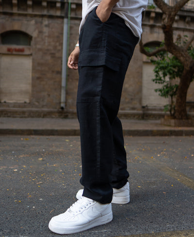 Black Contrast Cargo Pant