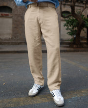 Beige Structured Trouser With Belt