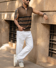 Brown Striped Knit vest