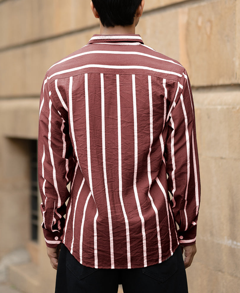 Brick Red Printed Stripe Shirt