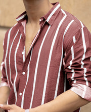 Brick Red Printed Stripe Shirt