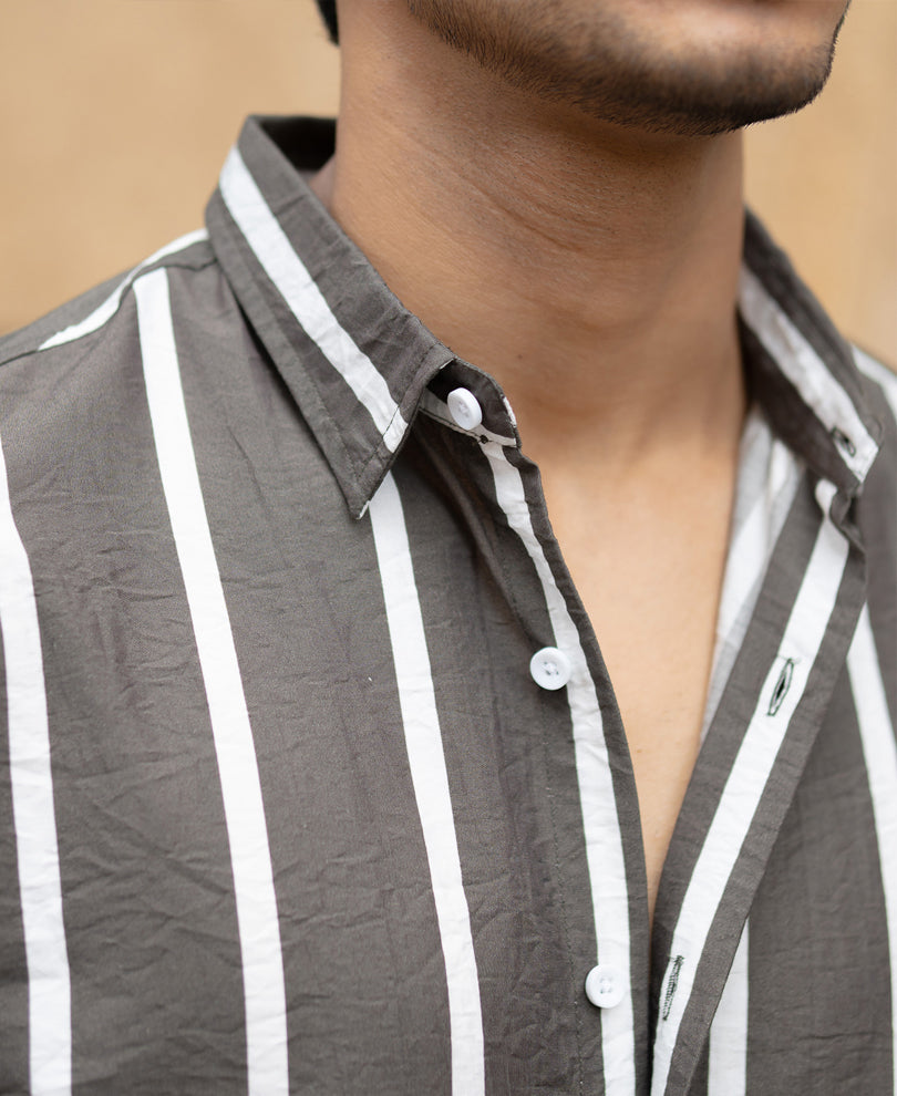 Olive Printed Stripe Shirt