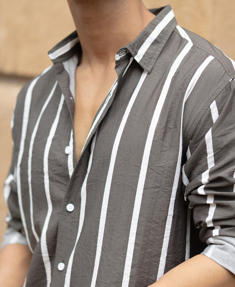 Olive Printed Stripe Shirt