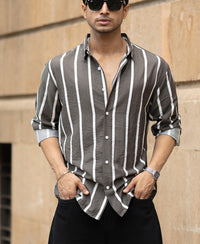 Olive Printed Stripe Shirt