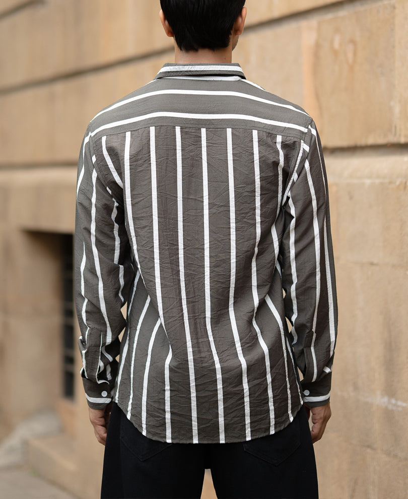 Olive Printed Stripe Shirt