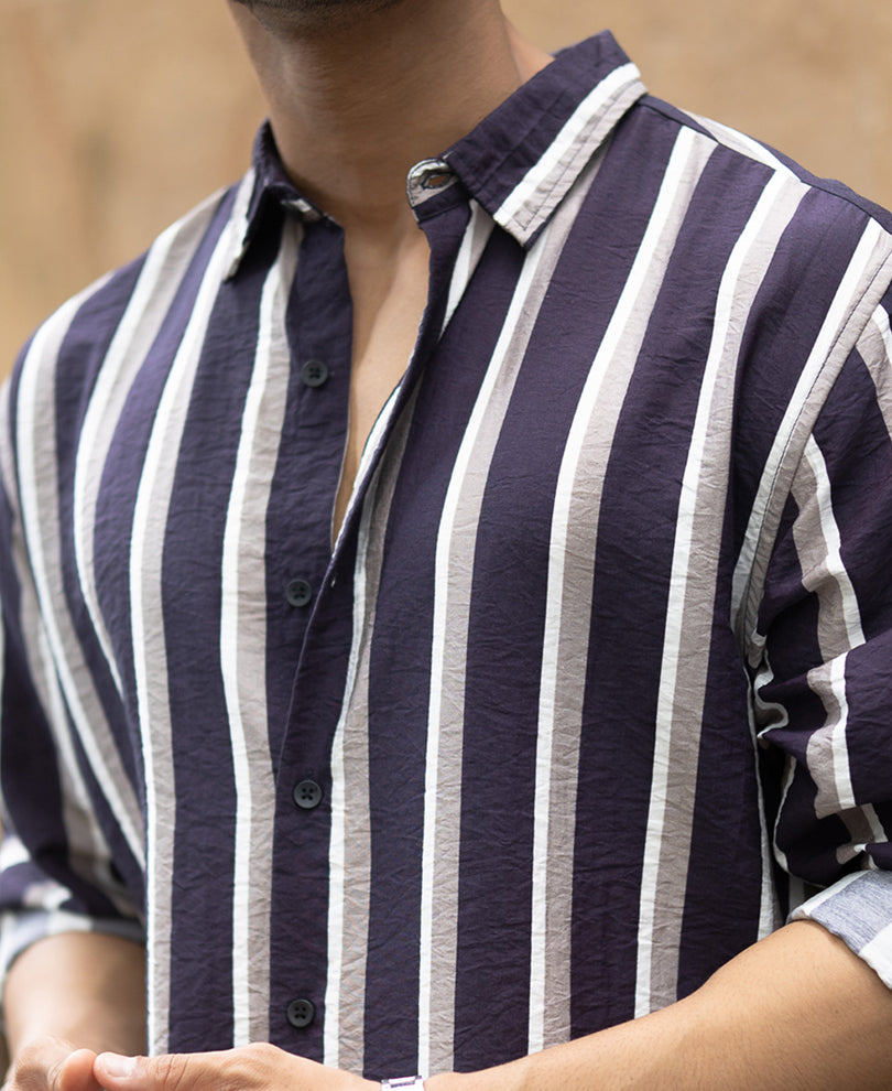 Navy And Grey Stripe Shirt