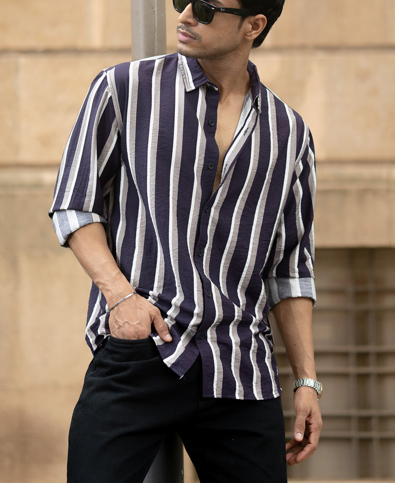 Navy And Grey Stripe Shirt