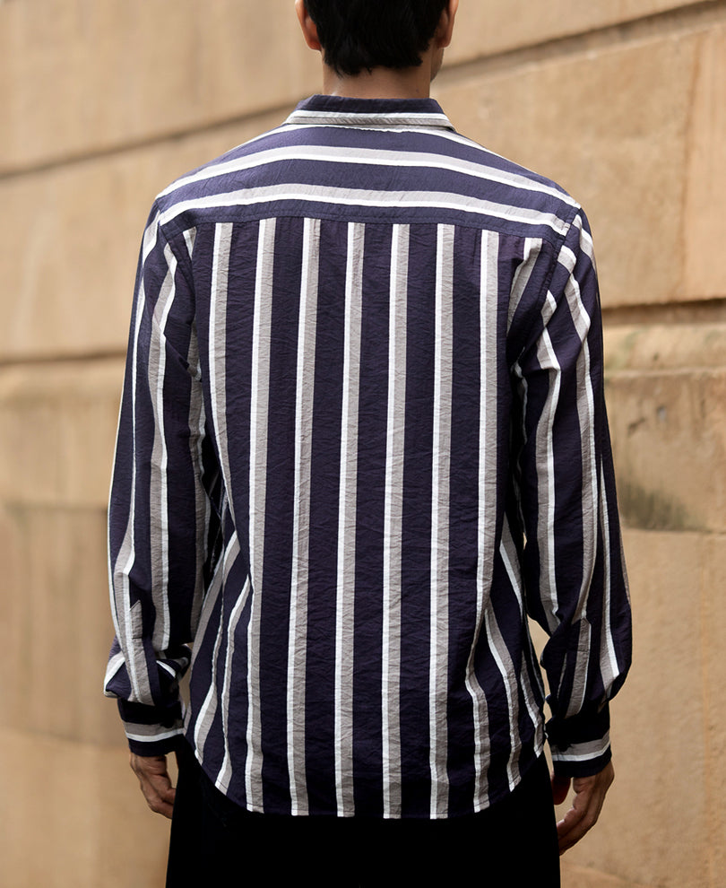 Navy And Grey Stripe Shirt