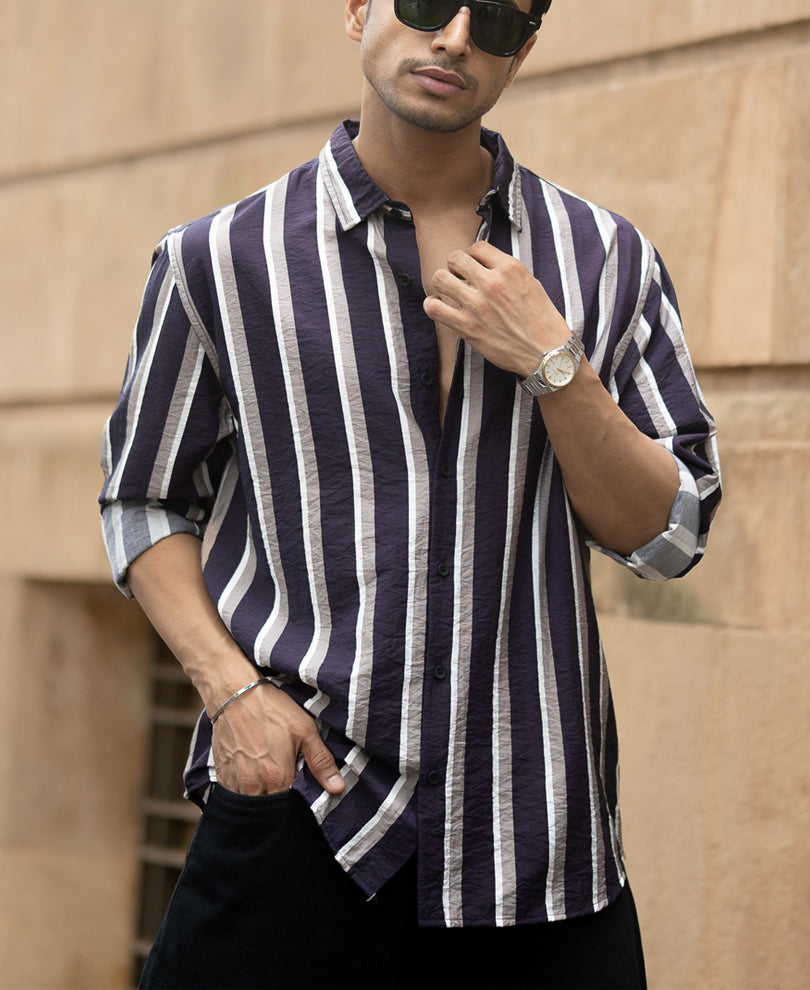 Navy And Grey Stripe Shirt