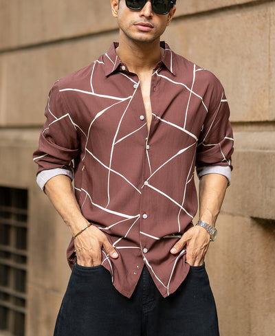 Brown Lightweight Printed Shirt