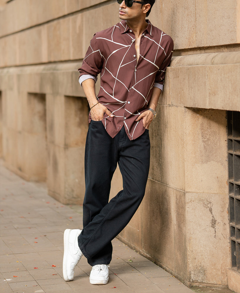 Brown Lightweight Printed Shirt