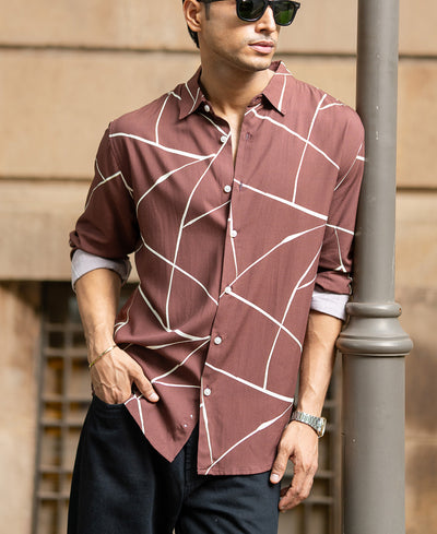 Brown Lightweight Printed Shirt